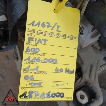 Motore 187A1000 116.000km FIAT SEICENTO 2005-2010 1.1 BENZINA 40kW usato (94856) Motore 187A1000 116.000km FIAT SEICENTO 2005-2010 1.1 BENZINA 40kW usato (94856)