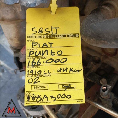 Motore 188A3000 166.000 km FIAT PUNTO 188 1999-2003 1.9 DIESEL 44kW (104408) Motore 188A3000 166.000 km FIAT PUNTO 188 1999-2003 1.9 DIESEL 44kW (104408)