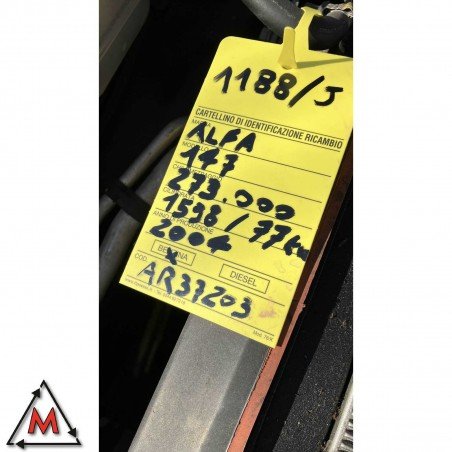 Motore AR37203 273.000km ALFA ROMEO 147 2000-2005 1598 BENZINA 77kW usato 101131 Motore AR37203 273.000km ALFA ROMEO 147 2000-2005 1598 BENZINA 77kW usato 101131