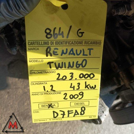 Motore D7F A8 203.000 RENAULT TWINGO 2007-2014 1.2 BENZINA 43 kW usato (104973) Motore D7F A8 203.000 RENAULT TWINGO 2007-2014 1.2 BENZINA 43 kW usato (104973)