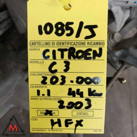 Motore HFX 203.000km CITROEN C3 MK1 2002-2005 1.1 BENZINA 44,10kW usato (104221)